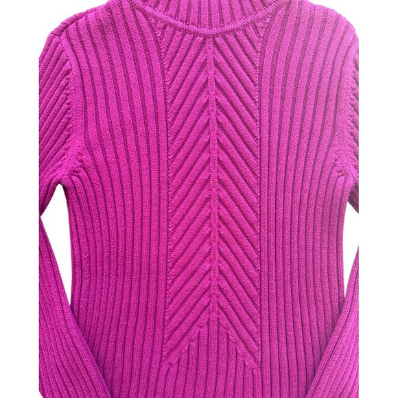 Style & Co. Petite Womens Magenta Turtleneck Sweater Medium 100% Cotton Made In - Picture 5 of 9